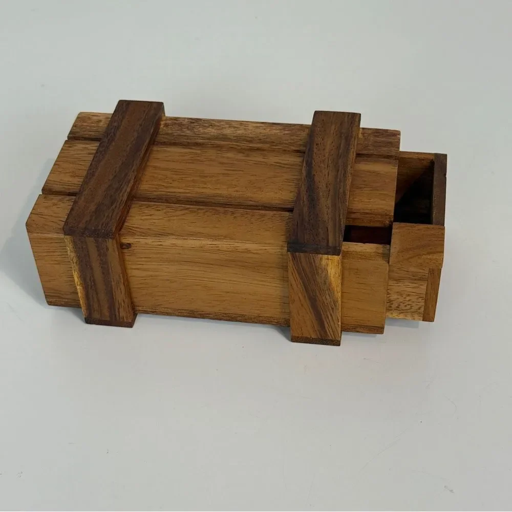 Handmade Hidden Drawer Wooden Trinket Box 5.5x3”